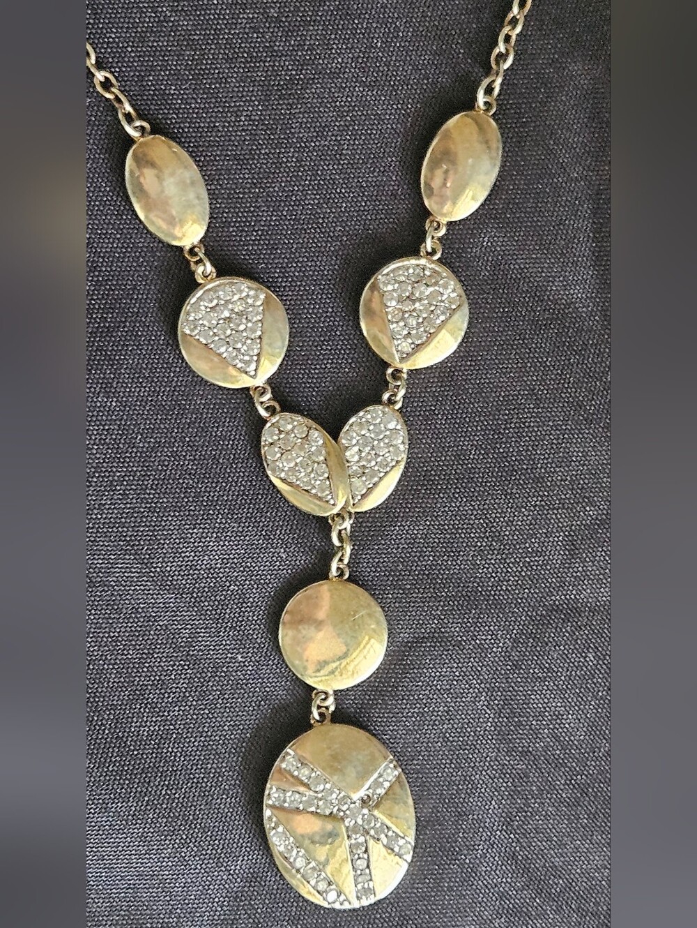 Vintage Gold-Tone 925 Sterling Silver Crystal Rhinestone Accent Necklace 18g